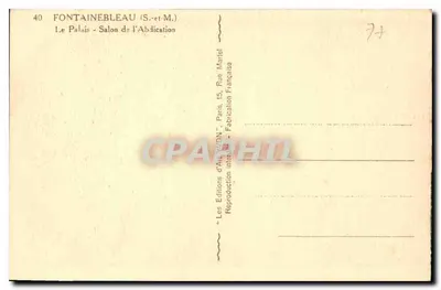 Fontainebleau - Sala da Abdicação — Les Éditions d'Art Martel, Paris — Verso
