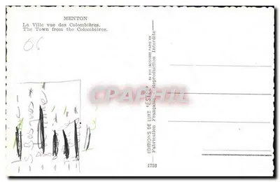 Menton — Miasto widziane z Colombières — Wydawnictwo Estel — Rewers