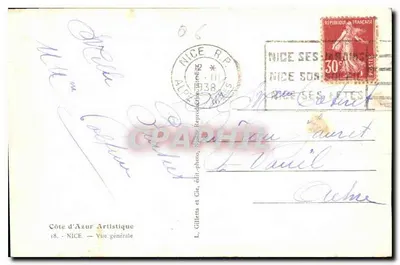 Nice — Widok ogólny — L. Gilletta et Cie, wydawca — Rewers