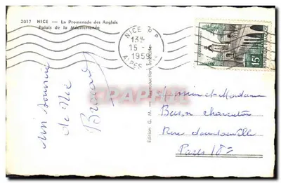 Nice — La Promenade des Anglais — Palais de la Méditerranée — Édition G. M. — Rewers