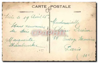 Nice - Baía dos Anjos - Promenade dos Ingleses — Edição Taitzère, n°67 — Verso