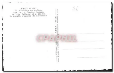 Nice (A.-M.) — Widok ulicy Lesage i Wieży Bellanda — Wydawnictwo ADILA — Rewers