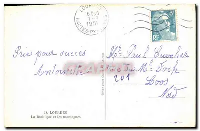 Lourdes — A Basílica e as montanhas — Edição fotográfica Lourdes n°18 — Verso
