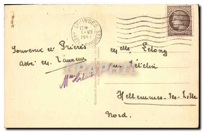 Santa Bernadette Soubirous — statua a Lourdes — Foto Lacaze, serie 6 — Verso