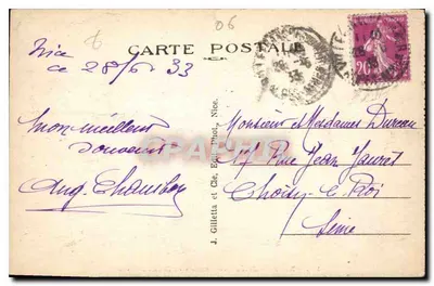 Nice — Passeio da Jetée e Mont-Boson — J. Gilletta e Cie, 171 — Verso
