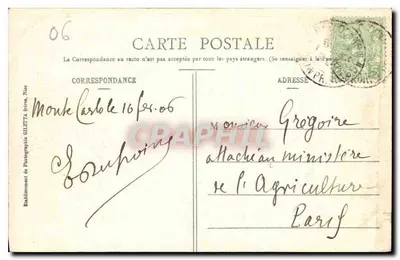 Monte-Carlo — Nova Sala de Jogo — Edição Gilelta, Nice, n°716 — Verso