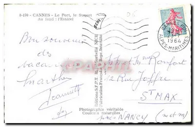 Cannes - Le Suquet — W tle: L'Estérel — Wydawnictwo S.F.P.T. — Rewers