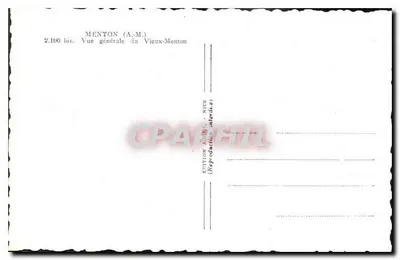 Menton (A.M.) — Ogólny widok Starego Mentonu — Wydanie A.337a, Nice — Rewers