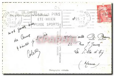 Vista general de Juan-les-Pins — editor Munier, número de serie no visible — Reverso