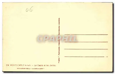 Monte-Carlo — Kasyno i ogrody — kolekcja Bella 'La Côte d'Azur' — Rewers