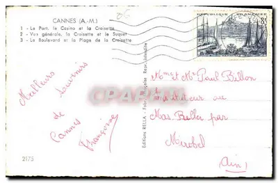 Cannes — Pamiątka z Cannes — Wydawnictwo Rella, nr 2175 — Rewers