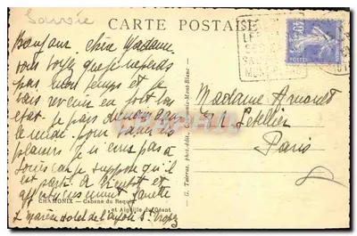 Kabina Géanta — Aiguille du Géant — G. Tairraz, fot. wyd. Chamonix — Rewers