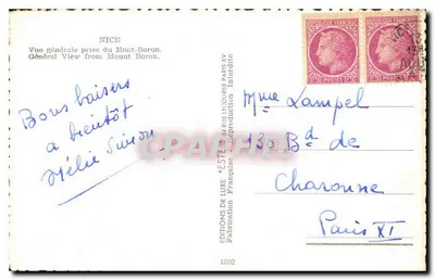 Ogólny widok Nicei — widok z Mont Boron — Wydawca Estel, nr 1502 — Rewers