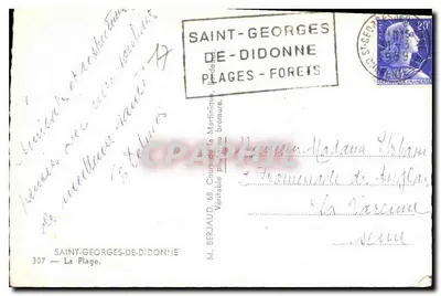 Plaża Saint-Georges-de-Didonne — widok plaży z cypremi — M. Berjaud, wydawca, nr 307 — Rewers