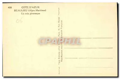 Beaulieu (Alpes-Maritimes) — Kąt malowniczy — Les Éditions d'Art Yvonne, Paryż — Rewers