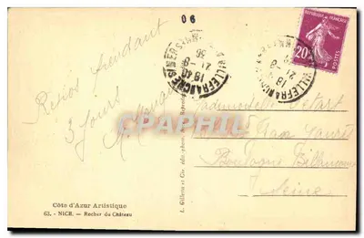 Roch Zamek — Nice — L. Gillena et Cie, wydawca — Rewers