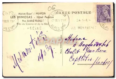 Les Mimosas — Hotel Pension — Foto MARPO, Menton — Rewers