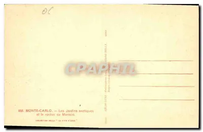 Monte-Carlo — Ekzotyczne ogrody i skała Monako — Wydawca Héloïse Lefèvre, kolekcja 'La Côte d'Arles' — Rewers