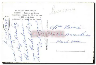 Wieniec Bussseau-sur-Creuse — Wspaniały wieniec o wysokości 56 m i długości 300 m przekraczający dolinę Creuse — Wydawca Mothe bracia, Aubusson — Rewers