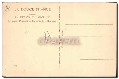 Grandes salicórias às margens da Dordogne — A região do Limousin — Edição de Arte YVON — Verso
