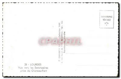 Lourdes — Widok ku świątyniom wykonany z Zamku-Fortu — P. CHAMBON Wydawca — Kolekcja YAN — Rewers
