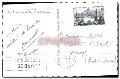Lourdes — Wizja i Bazylika — Wydawnictwo P. Doucet — Rewers