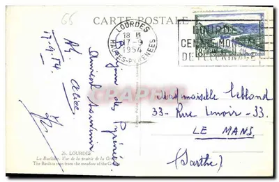 Lourdes — De Basiliek gezien vanaf de weide van de Genade — Uitgave Parijs van de Meester — n° 68 — Achterkant