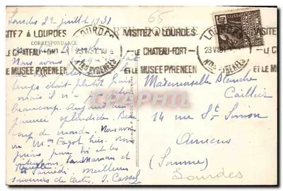 Lourdes - Bazylika i Zamek Wysoki - P.D. - nr 34 — Rewers
