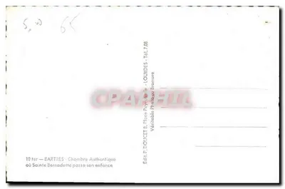 Stara pocztówka Bartres Pokój Autentyczny lub Święta Bernadetta spędziła swoje Dzieciństwo — Rewers