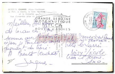 Cannes — Port, Kino, Croisette — Grande Semaine Motonautique — Éditions Mycca — Rewers