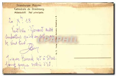 Katedra w Strasburgu — nawy główne — Verlag von Emil Hartmann, Strasbourg, nr 3 — Rewers