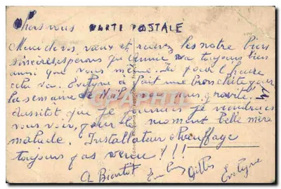 Dzieci na śniegu — scena Bożego Narodzenia — Wydawnictwo Rhodanienne Francuska n°270 — Rewers