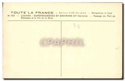 Venasque i Pic de la Mine — Luchon - Superbagnères i otoczenie — Wydawnictwo Jové, Pau (B.P.) — Rewers