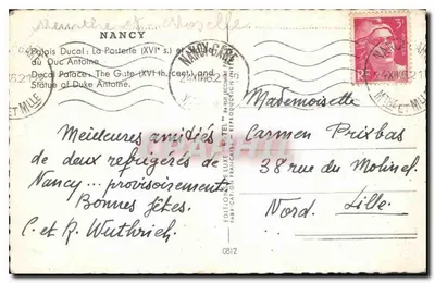 Palácio Ducal: A Porta da Estátua do Duque Antoine — Editor Estel, n° C812 — Verso