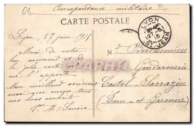 LYON - N.-D. Fourvière i połączenie rzek Rony i Saony — widok z windy Wieży Fourvière — E. R. — Rewers