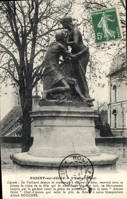 Nogent-sur-Seine — O Amor Filial, estátua de Alfred Boucher — editor Bitter