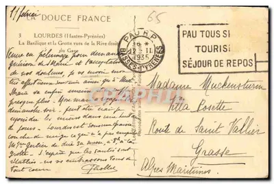 Lourdes — Basílica e Gruta da Gave — editor Grasse — Verso