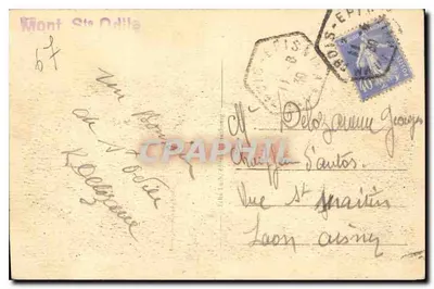 Klasztor św. Odyle — Mont Sainte-Odile (764 m) — wydawca nieznany — Rewers