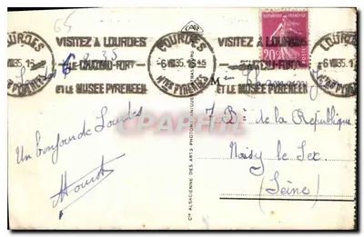 Lourdes - A Basílica e a Virgem Coroada — editor Cie Alsacienne des Arts Photographiques, n°41 — Verso