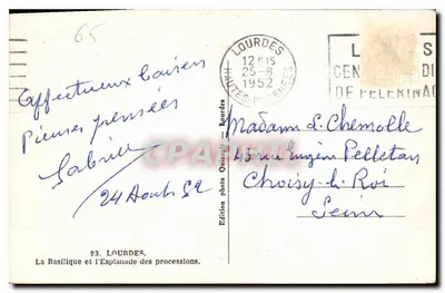 Lourdes — A Basílica e a Esplanada das Procissões — Edição fotográfica Quinault — Verso