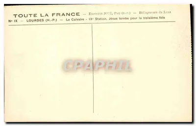 Lourdes — Kalwaria — IX stacja, Jezus upada trzeci raz — Wydawnictwo JONÉ, PAU (B.P.) — Rewers