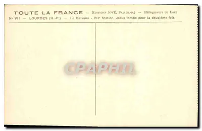 Lourdes — El Calvario — Estación VII — Jesús cae por segunda vez — Ediciones Jové, Pau — Reverso