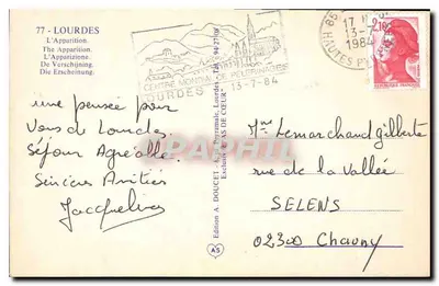 Lourdes — Objawienie — Wydawnictwo A. DOUCET — Rewers