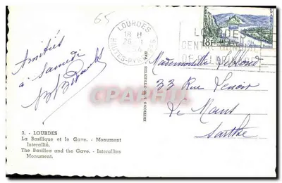 Lourdes — La Basílica y el Gave — Monumento Interalliado — Ediciones M.D. Pyrénées, n°3 — Reverso
