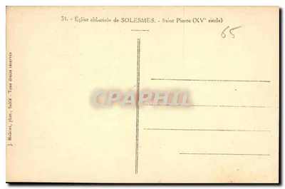 Iglesia abacial de SOLESMES — San Pedro (siglo XV) — J. Malico, fot., Sable — Reverso