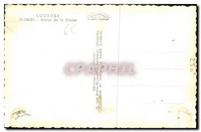 Lourdes — Estatua de la Virgen — Ediciones Porte-Dujeaux, Burdeos — Reverso