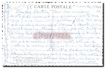 Lourdes — Basilica and War Memorial — Graphphil — Back