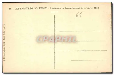 Os Santos de Solesmes — Os testemunhas do sepultamento da Virgem, 1553 — J. Malicent, fot. Sablé — Verso