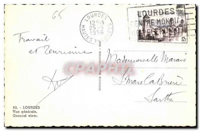 Lourdes — Vue générale — Éditions M. Hérenes, n°83 — Rewers