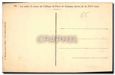 As cátedras do coro da Abadia de São Pedro de Solesmes, Sarthe — fim do século XVI — J. Mailicot, fot. Sablé — Verso